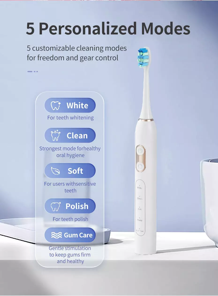 Custom USB Rechargeable Travel IPX7 Sonic Adults Electric Toothbrush