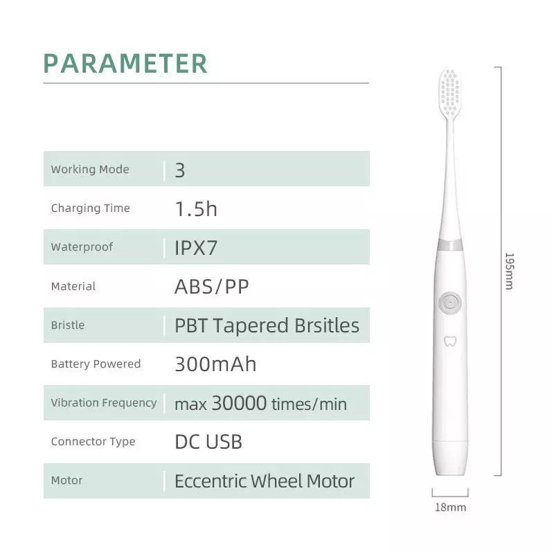 Travel Adult Toothbrush Smart Sonic Electric Toothbrush