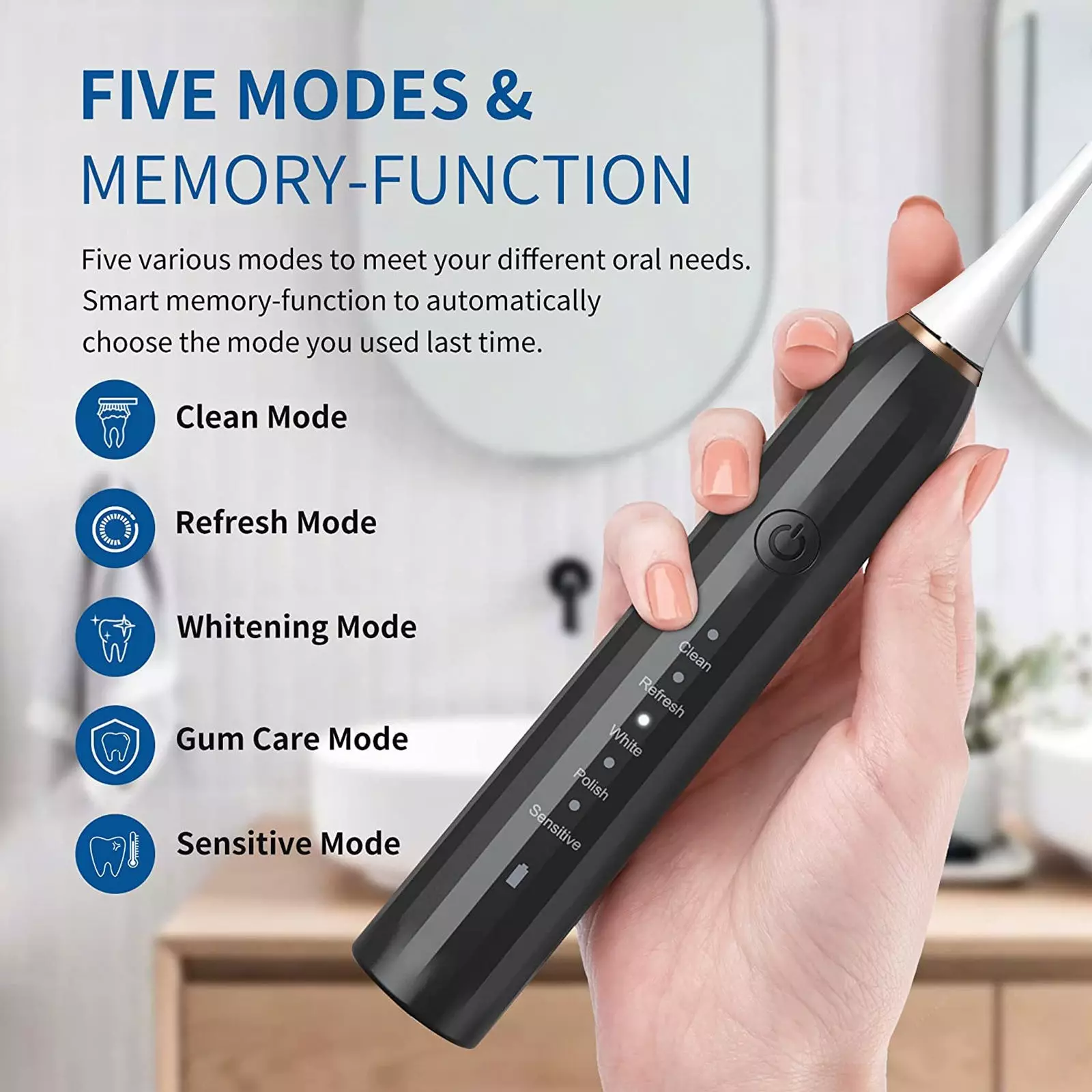 Usb Rechargeable Battery Ultrasonic Ipx7 Waterproof Adult Electric Toothbrush
